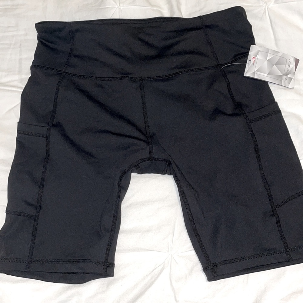 Black biker shorts with pockets